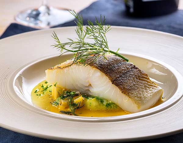 Atlantic halibut with fennel and saffron nage