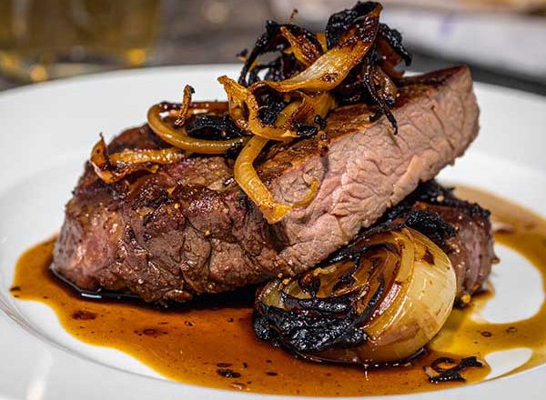 Alberta bison with black garlic and ember-roasted onion